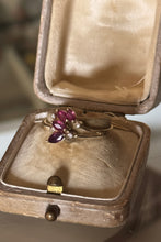 14k YG Vintage Natural Marquise Ruby Cluster with Natural Brilliant Diamond Accents